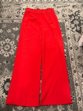 Red High-Waist Express Wide Leg Pants